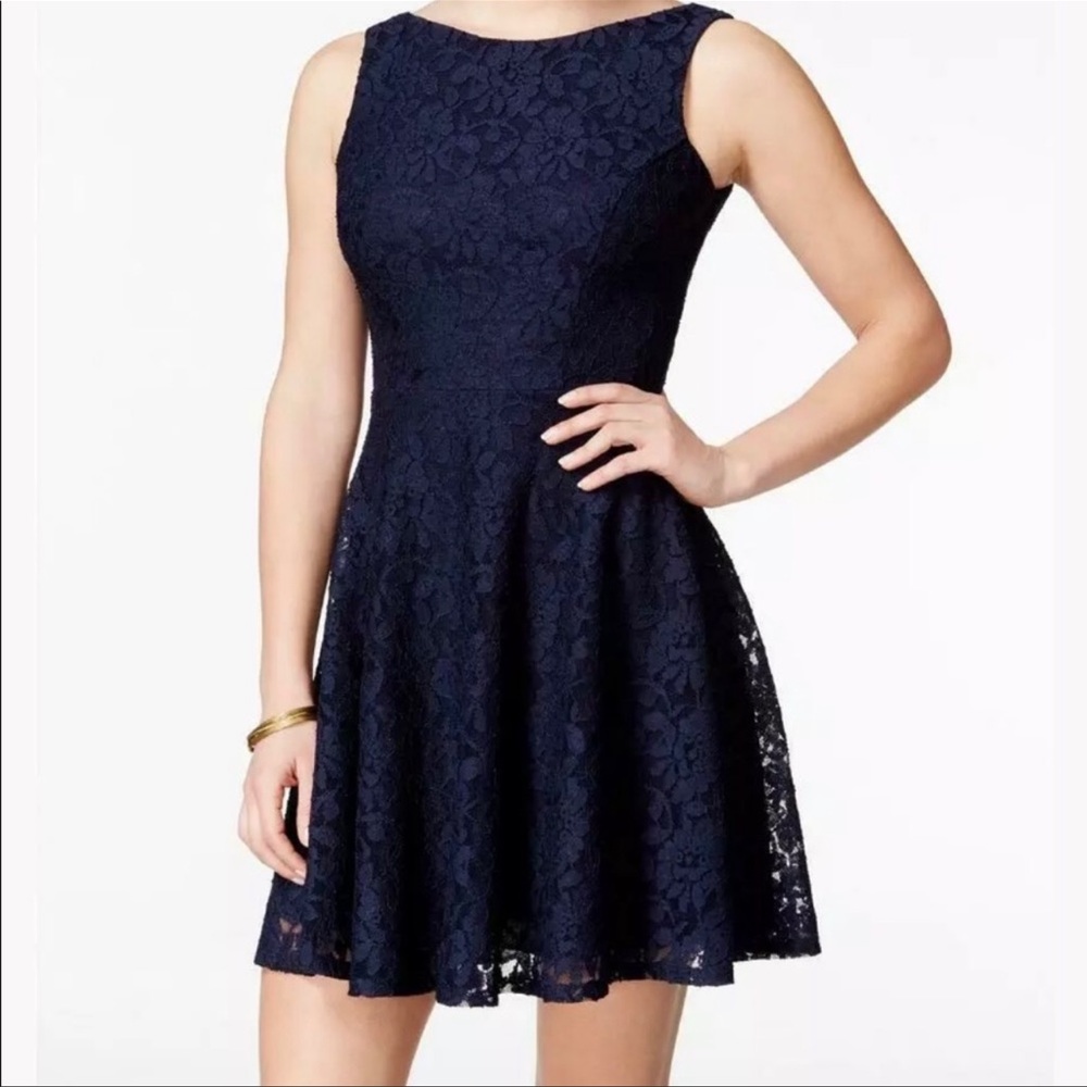 Speechless Juniors Lace Dress, Navy